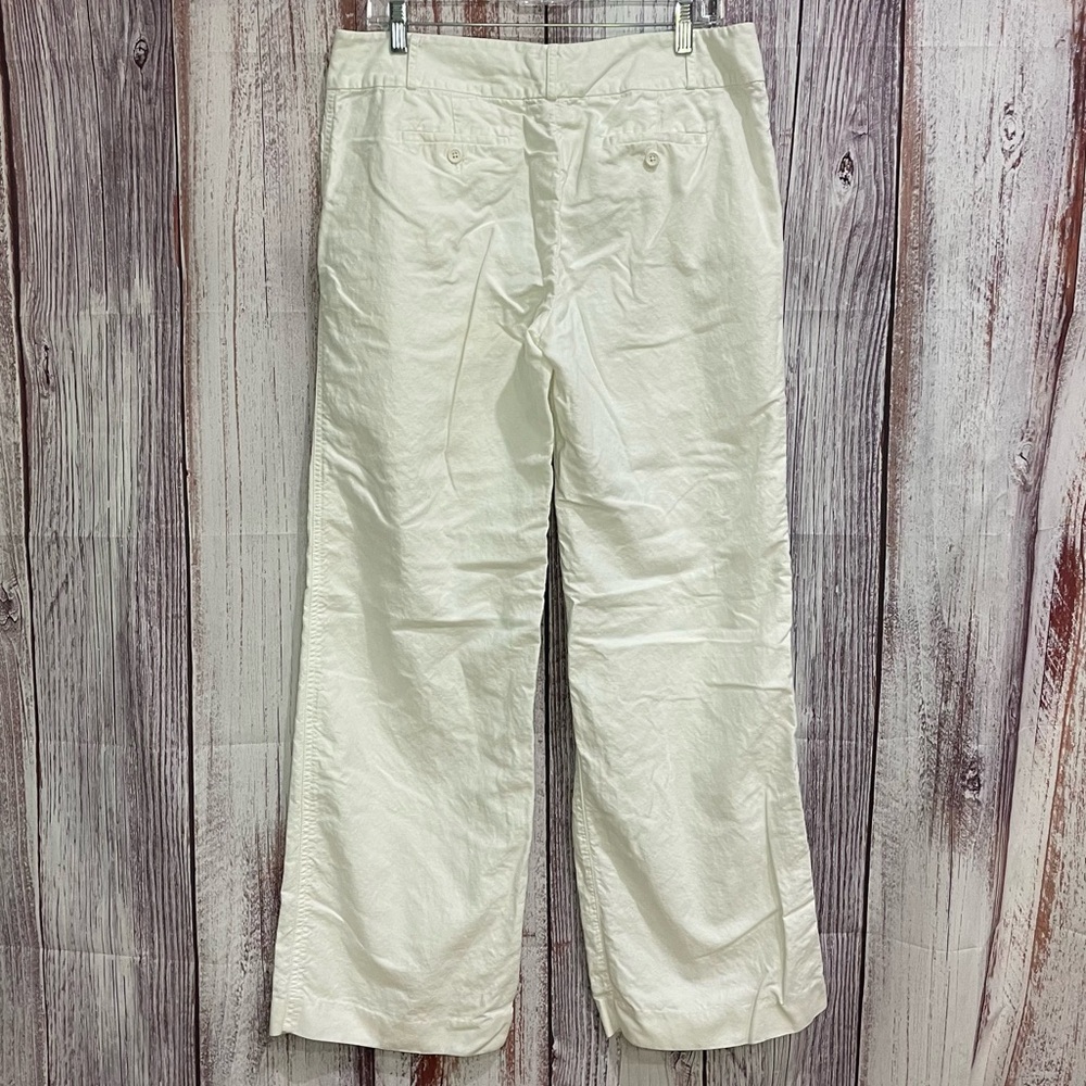 White J Crew Linen Wide Leg Pants Women's Size 12 #5084 - Picture 2 of 11